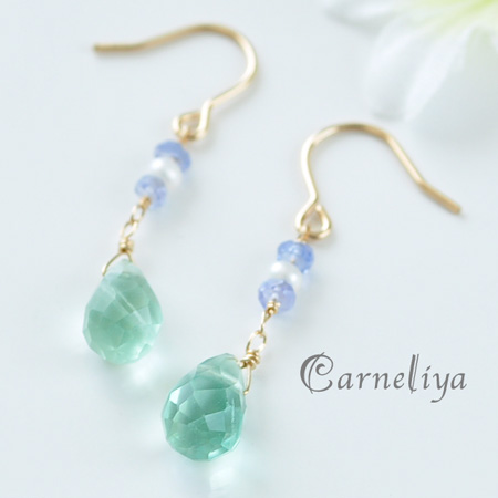 フローライト＆タンザナイト+天然石のピアス*3点 | 【Carneliya Blog 