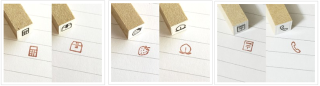 スタンプ絵柄(段ボール、計算機、いちご、もも)