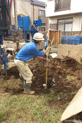 地盤改良工事杭高さ確認