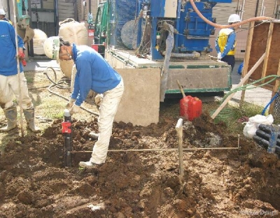 地盤改良工事杭高さ確認