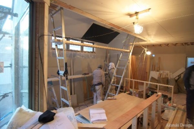 勾配天井施工中