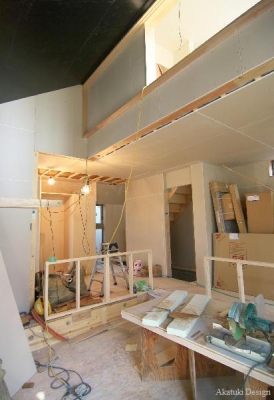 勾配天井施工中