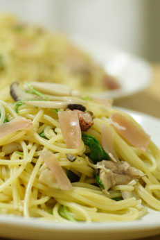 生ハム水菜パスタ