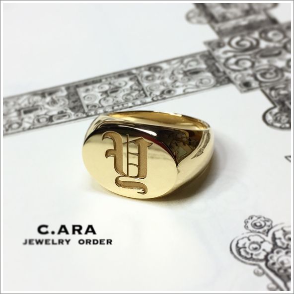イニシャルリング TAKAHIRO オーダーメイド 指輪　C.ARA イニシャルリング・・・オールドイングリッシュ | 名古屋市・豊田市で