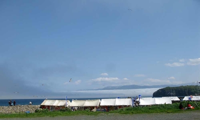 祝津から臨む海霧に覆われた小樽湾