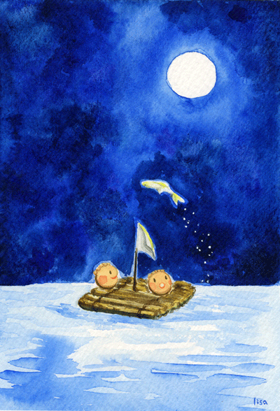 海と満月
