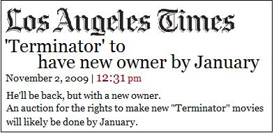 LA times Terminator Auction