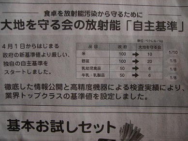 大地を守る会 放射能