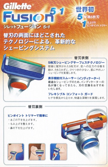ジレットフュージョン5+1詳細