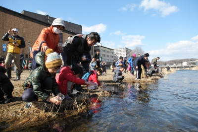 盛岡 カジュアルフォトスタジオ フォトプラス 撮影 さけの赤ちゃん放流会