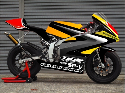 新作オートバイ（80NSR50miniミニ、蛍光イエロー黄色、ロゴ