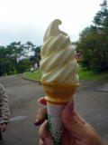 清泉寮でのソフトクリーム
