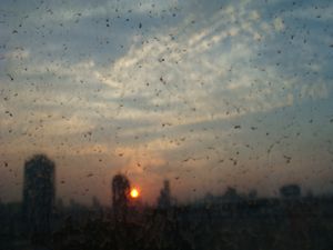 ホテルから見える夕日