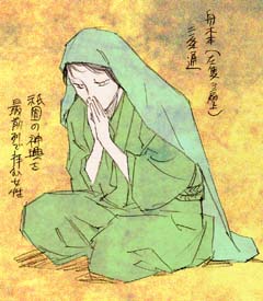 左隻・第3扇上部・神輿を拝む