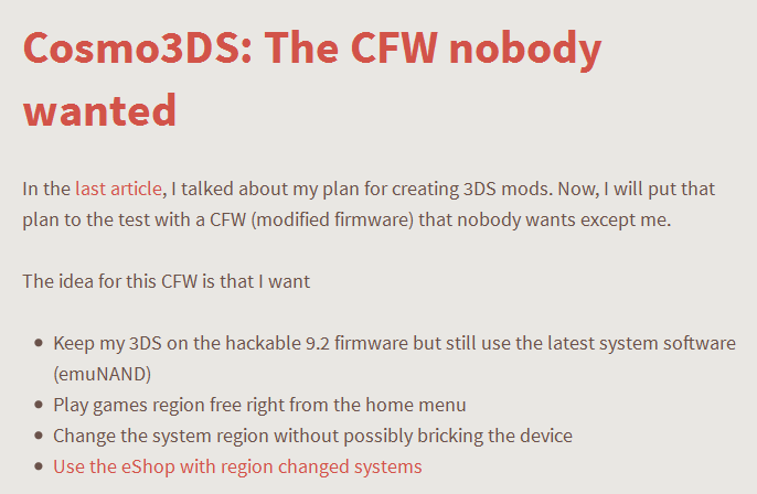 ニンテンドー3ds向け新cosmo3ds Cfw 玄人向けの 3ds改造