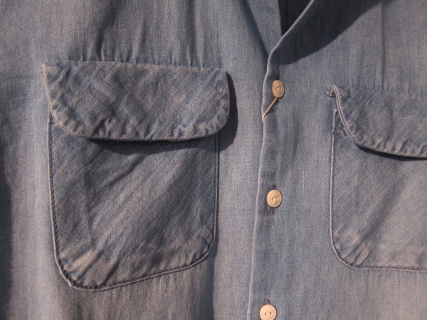 ONES STROKE ワンズストローク No Collar Chambray Shirt 3.jpg