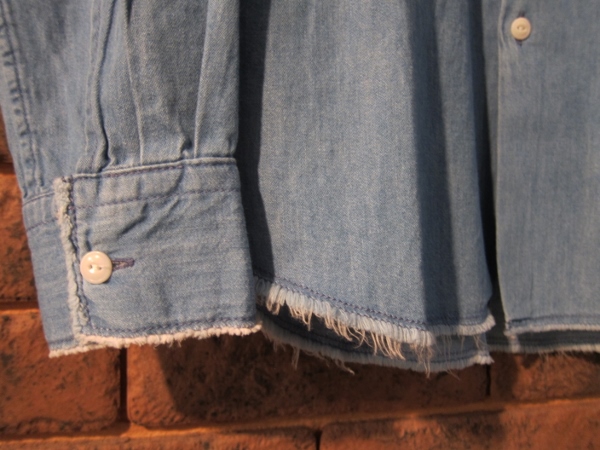 ONES STROKE ワンズストローク No Collar Chambray Shirt 4.jpg