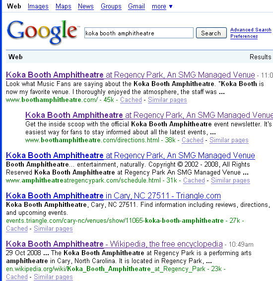 Google 検索リスト Koka Booth Amphitheatre