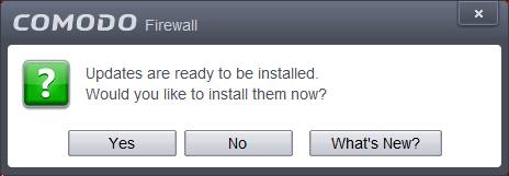 COMODO Firewall アップデイト プロンプト