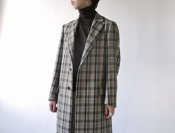 Auralee Double Face Check Coat - Charcoal