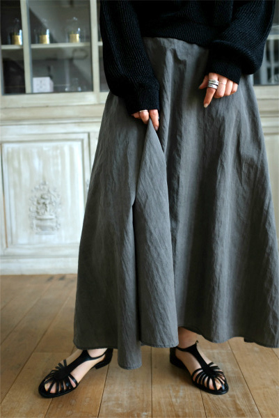 スカート ATON HAND DYED NYLON | FLARED SKIRT Namu Shop - Aton Hand Dyed Nylon Flared Skirt - Navy
