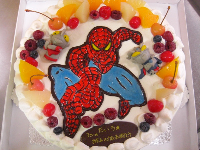 スパイダーマン はりまやblog 似顔絵ケーキ イラストケーキ 立体ケーキなど