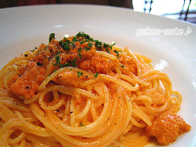 ウニのパスタ-アップ