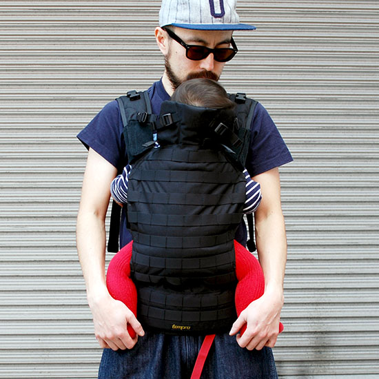 テンプラサイクル ベビーアーマー 抱っこ紐 黒×カモ ミリタリー