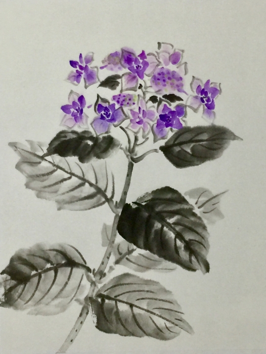 墨彩画? 水彩画? 水墨画?　落款有り 花 額付 マスキングで描く花（4月2回目手本 ミズバショウ） – 大阪の水墨画