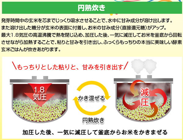 酵素玄米を美味しく食べるために開発された炊飯プログアム 円熟炊き ダイエット 不妊 便秘にも ボタン一つで玄米 ごはんをふっくら美味しく炊き上げる炊飯器