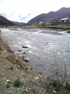 増水の千曲川・・・