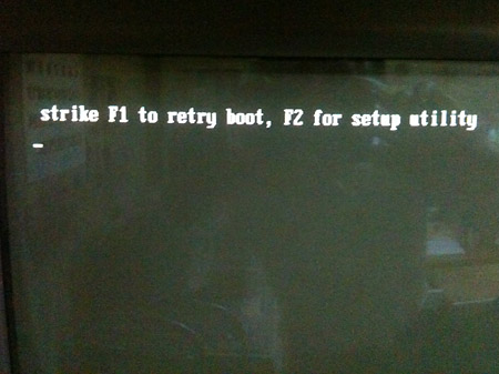 エプソンダイレクトMR3300のエラーメッセージstrike f1 to retry boot f2 for setup utility