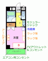 1RパターンB 家具レイアウト