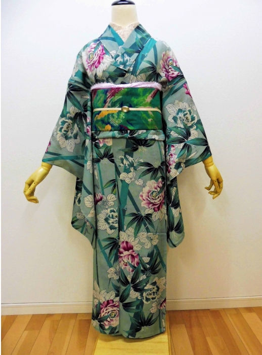 竹と薔薇の絽小紋に蝶の絽縮緬名古屋帯 | はきもの・きもの 弥生
