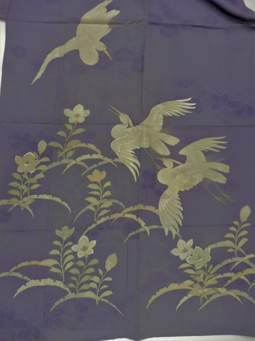 アンティーク名古屋帯 白鷺の刺繍 白鷺の刺繍絽名古屋帯