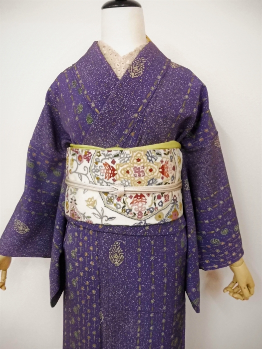 ペーズリーの小紋に相良刺繍の袋帯 | はきもの・きもの 弥生 ブログ
