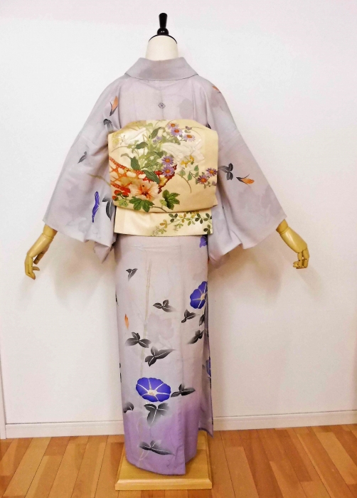 朝顔の単衣訪問着に刺繍の花かご名古屋帯 | はきもの・きもの 弥生 ブログ