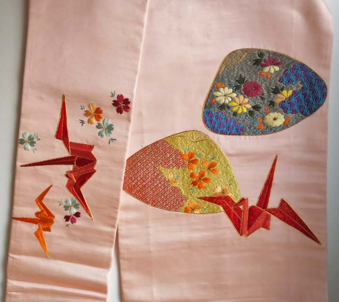 鈴の小紋と折り鶴と貝合わせの刺繍名古屋帯 | はきもの・きもの 弥生 
