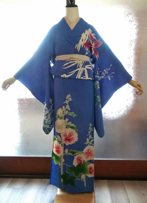65%OFF!】 作家もの 雄大な山に鶴 色とりどりな木々が描かれた訪問着