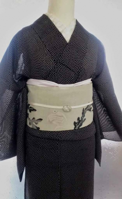 大人のドット平絽にエンゼルフィッシュ名古屋帯 | はきもの
