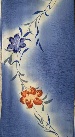 アンティーク　名古屋帯　百合　桔梗　波　着物　053a d アンティーク 名古屋帯 百合 桔梗 波 着物 053a dの通販 by