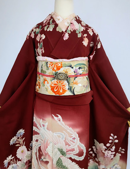 菊、桐の花、鳳凰の袋帯　着物　114w 菊、桐の花、鳳凰の袋帯 着物 114w