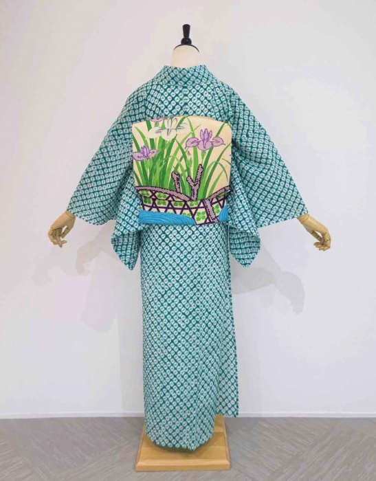 有松絞り 浴衣 菊柄 グリーン 有松絞り 浴衣 菊柄 グリーン 新品 有松