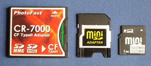 前回512MBに偽装した1GB MiniSD