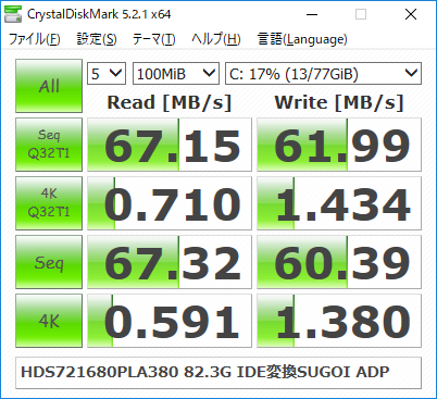 HDS721680PLA380 82.3G IDE変換SUGOI ADAPTER