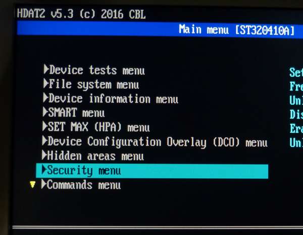 03 Security menu
