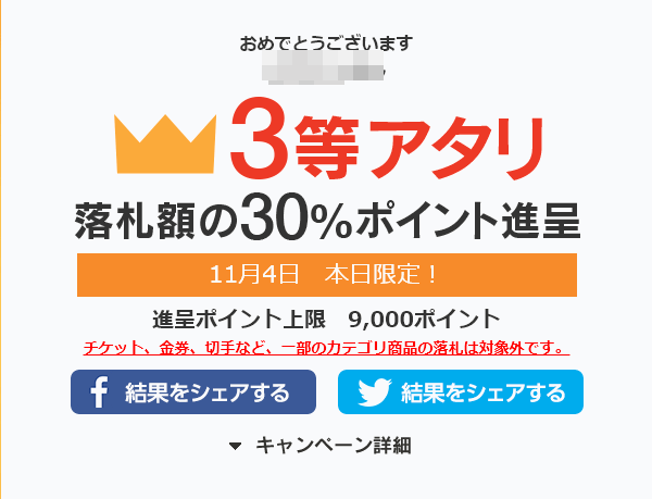 3等が当たったけど入札したい物が無い(;_;)