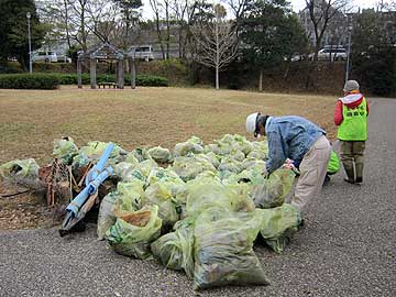 ゴミ拾いで集まったゴミ(猫池干し12年12月8日)