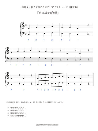 指越え・指くぐりのためのピアノエチュード楽譜