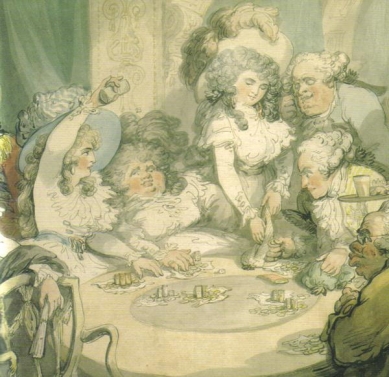 Lady Elizabeth and Georgiana Cavendish at the gaming table in Devonshire House in London 1791 by Thomas Rowlandson